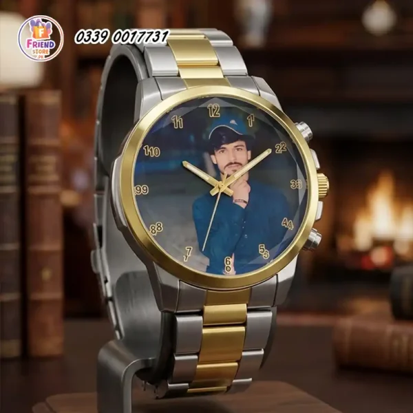 Custom-Photo-Dial-Watch-for-men-white-golden-friend-store customize photo dial printed wrist watch for men two tone white golden metal chain