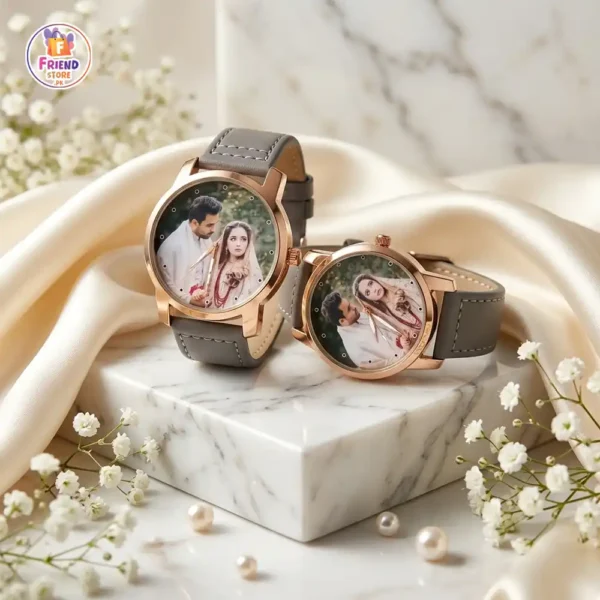 custom-photo-and-name-printed-wrist-watch-for-couple-leather-strap-friend-store customized photo and name printed couple watch