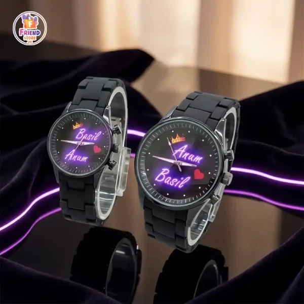 custom-photo-name-printed-couple-watches-soft-plastic-chain-friend-store customize photo and name printed wrist watches for couple