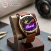 custom-photo-print-wrist-watch-brown-leather-strap-friend-store custom photo printed wrist watch for men brown leather strap