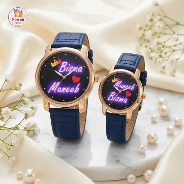 customize-photo-and-name-printed-wrist-watch-for-couple-leather-strap-friend-store customized photo and name printed couple watch