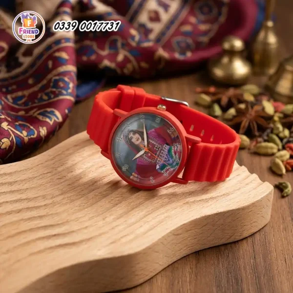 customize-photo-printed-watch-for-women-red-ladies-strap-friend-store custom photo printed wrist watch for women red soft silicone strap