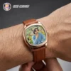 customize-photo-watch-brown-leather-strap-friend-store customized photo printed wrist watch for men brown leather strap