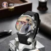 customize photo printed wrist watch black leather strap
