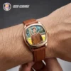 customized-photo-watch-brown-leather-strap-friend-store customize photo printed wrist watch for men brown leather strap