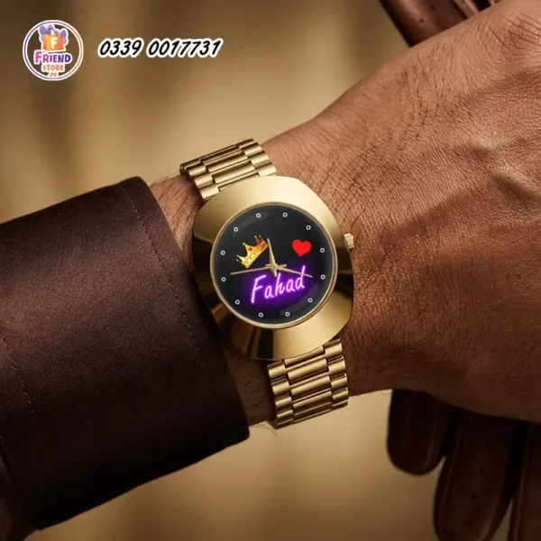 name-watch-for-men-customize-golden-metal-chain-for-men-friend-store name wrist watch customize for men golden metal chain
