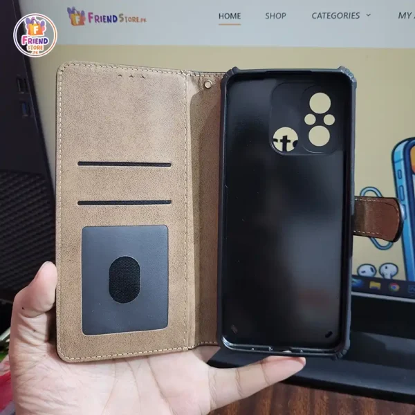 Redmi-12c-leather-flip-cover-and-case-friend-store (1) Redmi 12C leather flip cover